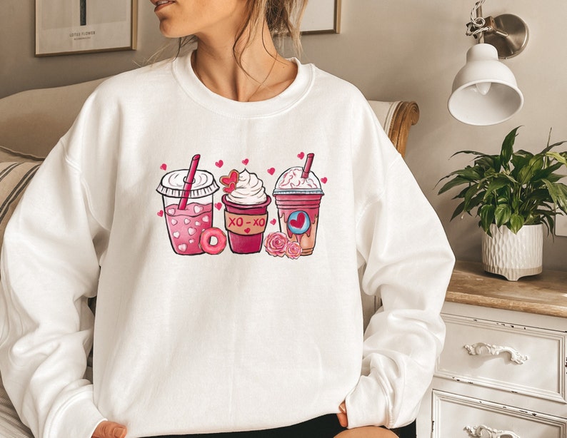Valentine Coffee Heart Sweatshirt Women Cute Valentine Shirt - Etsy