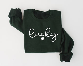 Lucky Sweatshirt, St Patricks Day Sweatshirt, Saint Patrick's Pullover, Lucky Sweater, Clovers, Simple Holiday Sweater, Clover Sweatshirt