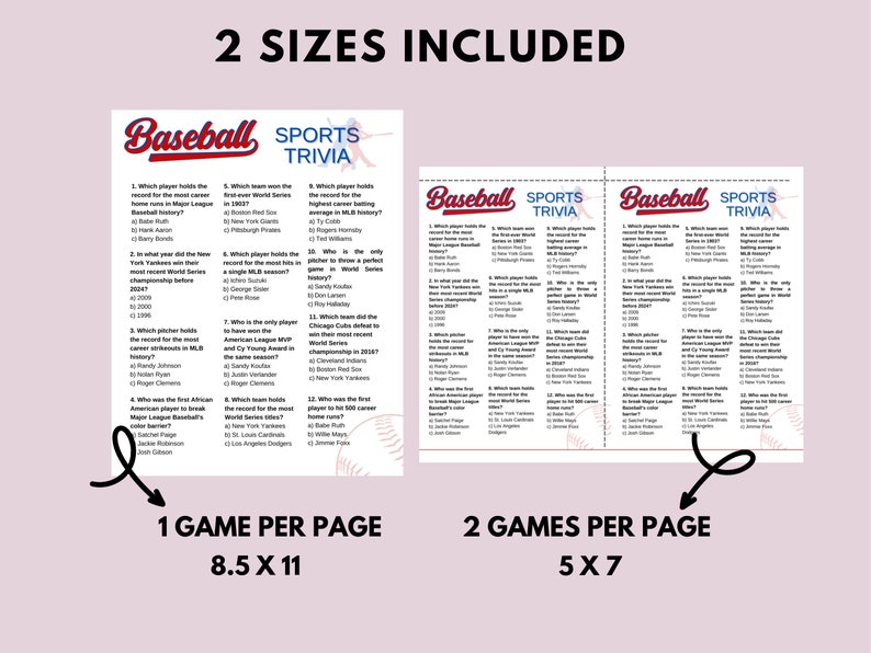 6 Baseball Party Games Bundle, Printable Baseball Team Activity ...