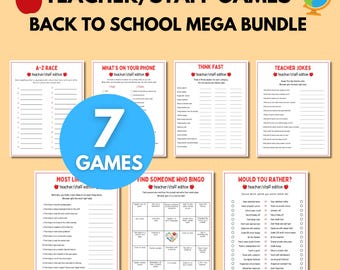 Teacher Staff Games, Games for Teacher Staff Meetings, Teacher Back to School Games, Teacher Appreciation Week Games, Teacher Bingo, Trivia