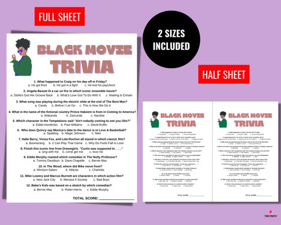 Black Trivia, Black Movie Trivia, Black Culture, Black History Month Game, Black People Trivia Questions and Answers, 80's, 90's theme party