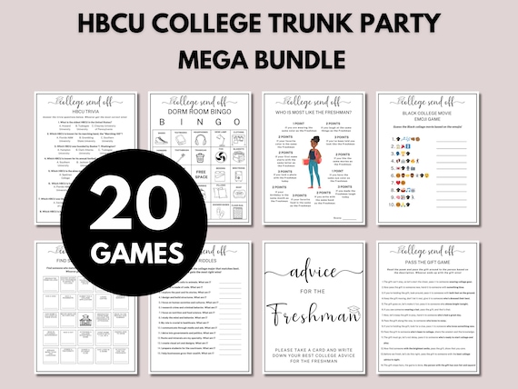 20 HBCU College Trunk Party Games, Game Bundle, Going Away College Sign, College Going Away Party Games, College Send Off - CTP1