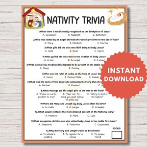 Nativity Trivia, Nativity Game, Christmas Trivia Game Nativity, Bible Christmas Game, Christian Christmas Game, Jesus Trivia, Bible Trivia