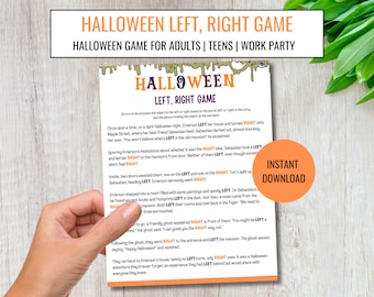 Left Right Halloween, Left Right Game, Pass the Prize, Pass the Gift Halloween, Pass the Pumpkin Game, Halloween Work Party Games - HW01