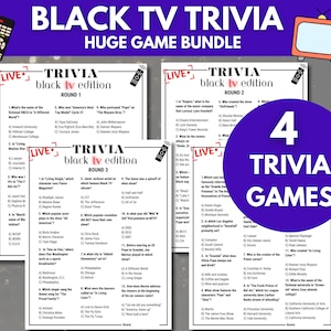 Schwarze TV-Trivia, schwarze Trivia, Sitcom-TV-Show-Spiele, afroamerikanische Gesellschaftsspiele, schwarzer Geschichtsmonat, Juni, Gesellschafter mit Personal - BC01
