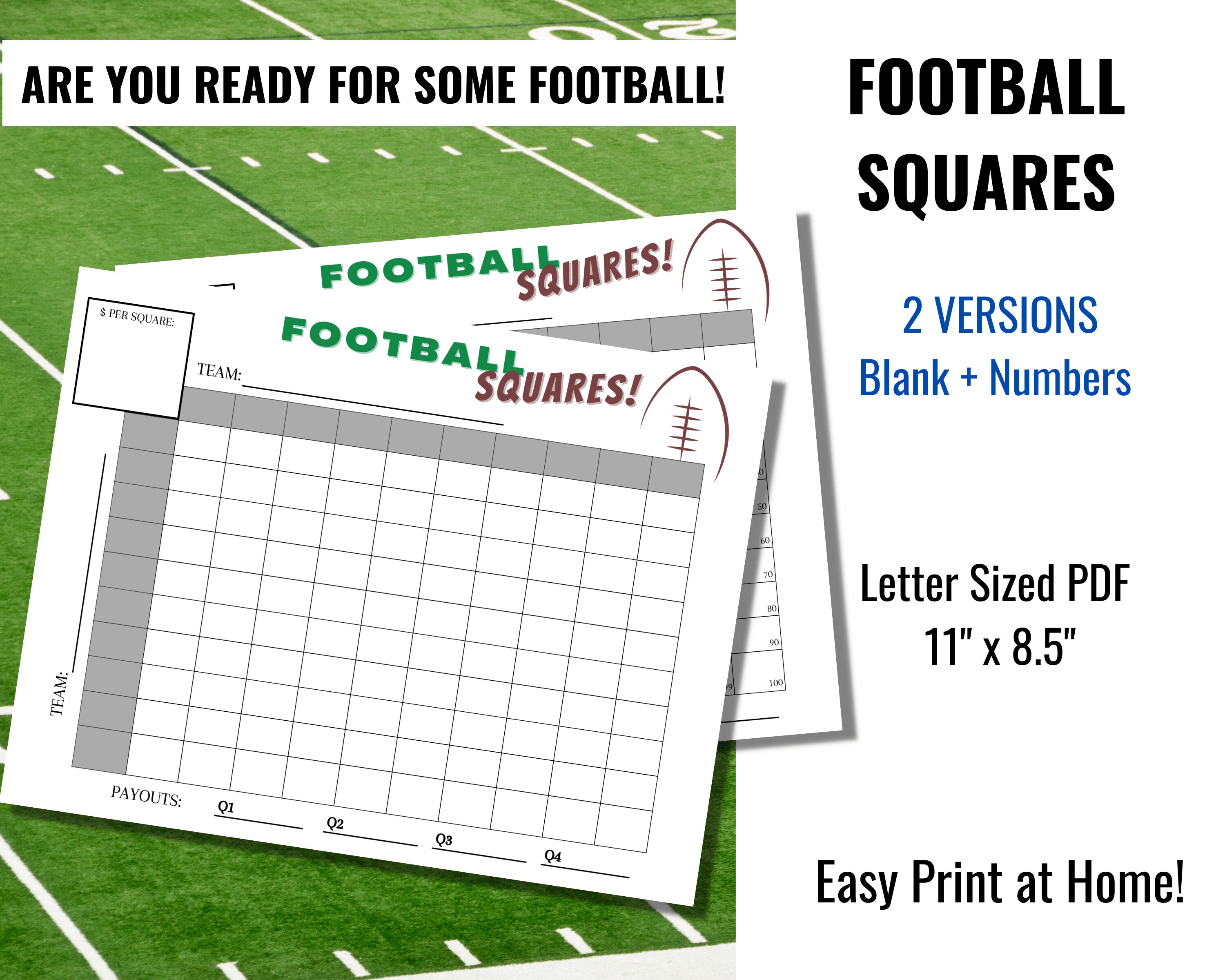 Football Squares, Football Squares Printable, Football Party Games ...