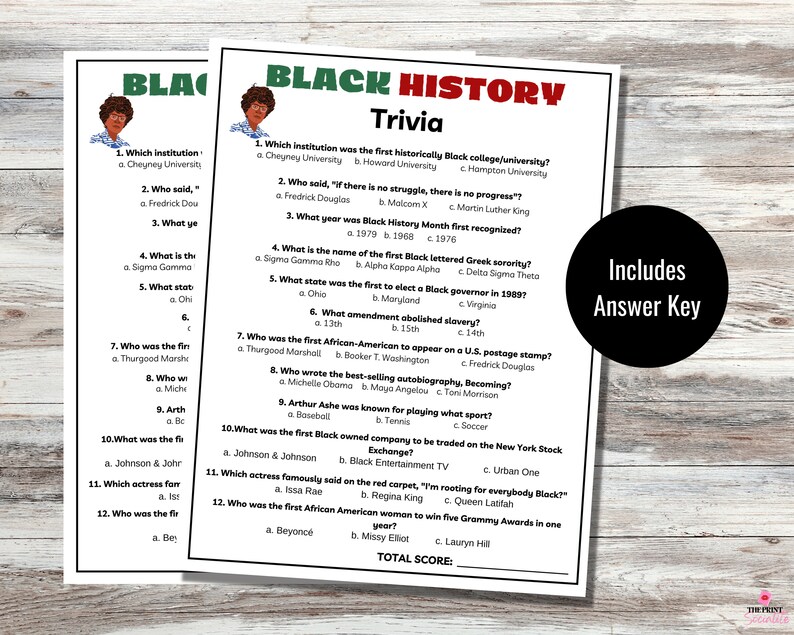 Black History Trivia, Black History Month Game, Black Culture Activity