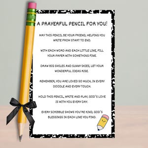 Pencil Prayer, Back to School Prayer Pencil, Pencil Prayer Cards, Pencil Gift Tags, Homeschool, Christian, Sunday School, Pencil Blessing