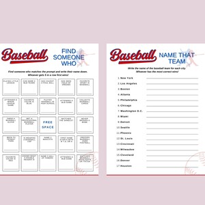 6 Baseball Party Games Bundle, Printable Baseball Team Activity ...