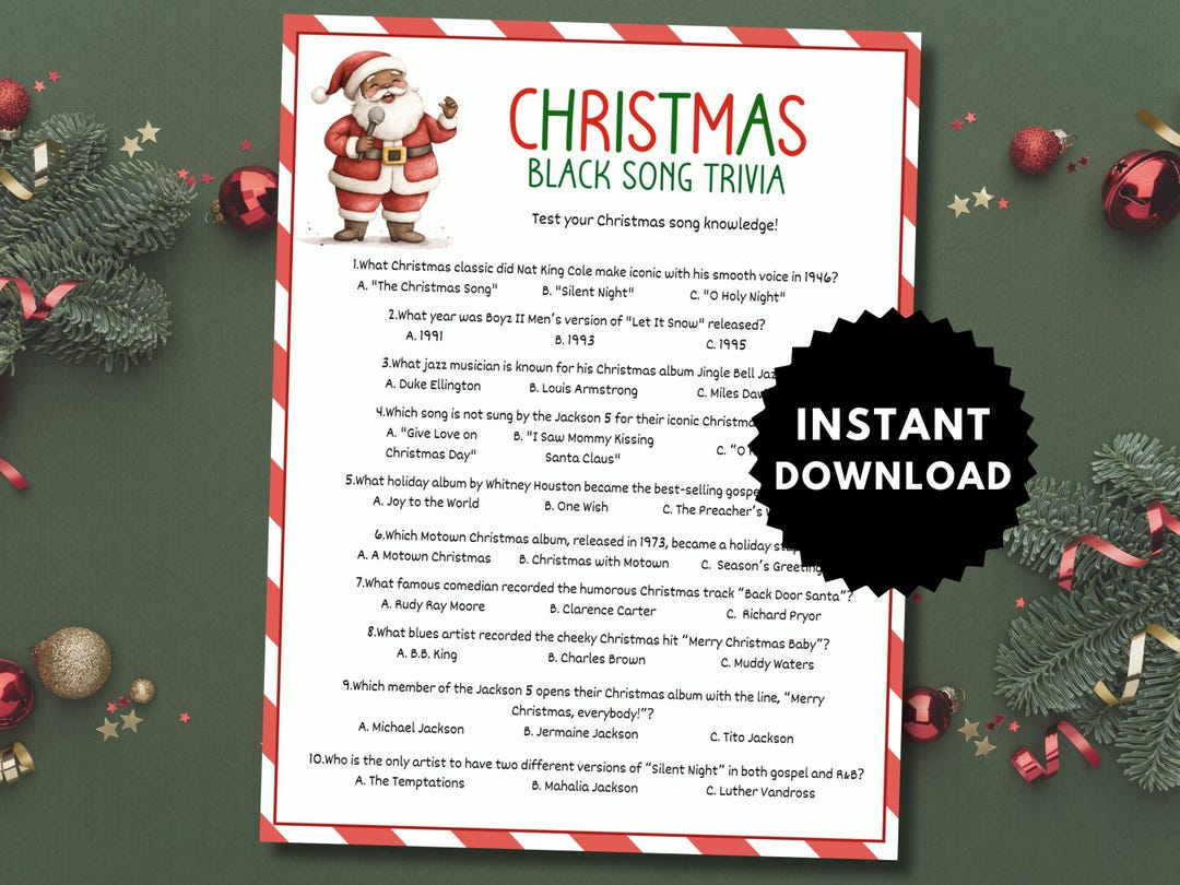 Black Christmas Song Trivia, Black People Christmas Game, Christmas ...
