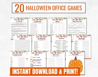 20 Halloween Office Games, Halloween Games for the Office, Halloween Games for Work Party, Halloween Trivia, Halloween Games for Work-HW01
