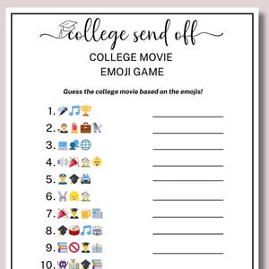 College Trunk Party Emoji Game, College Trunk Party Games, College Going Away Party Game, College Send Off, College Farewell- CTP1