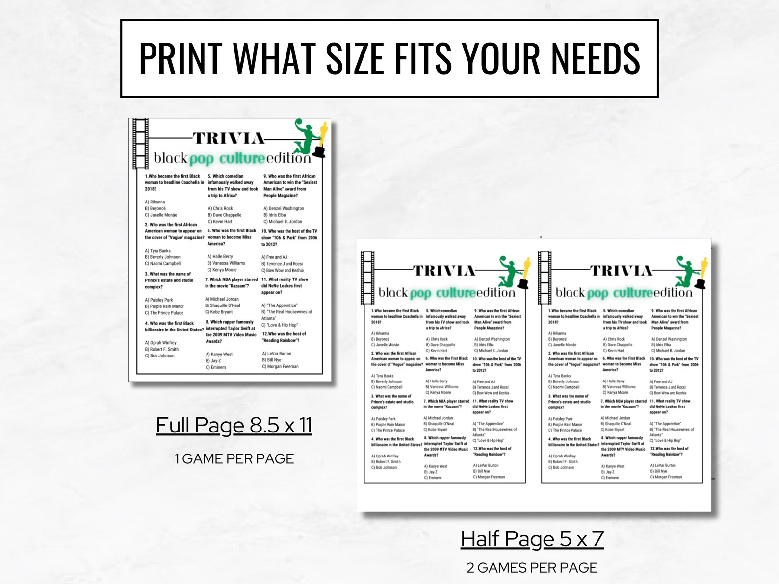 Black Pop Culture Trivia Bundle, Black Culture, Black Music, Black