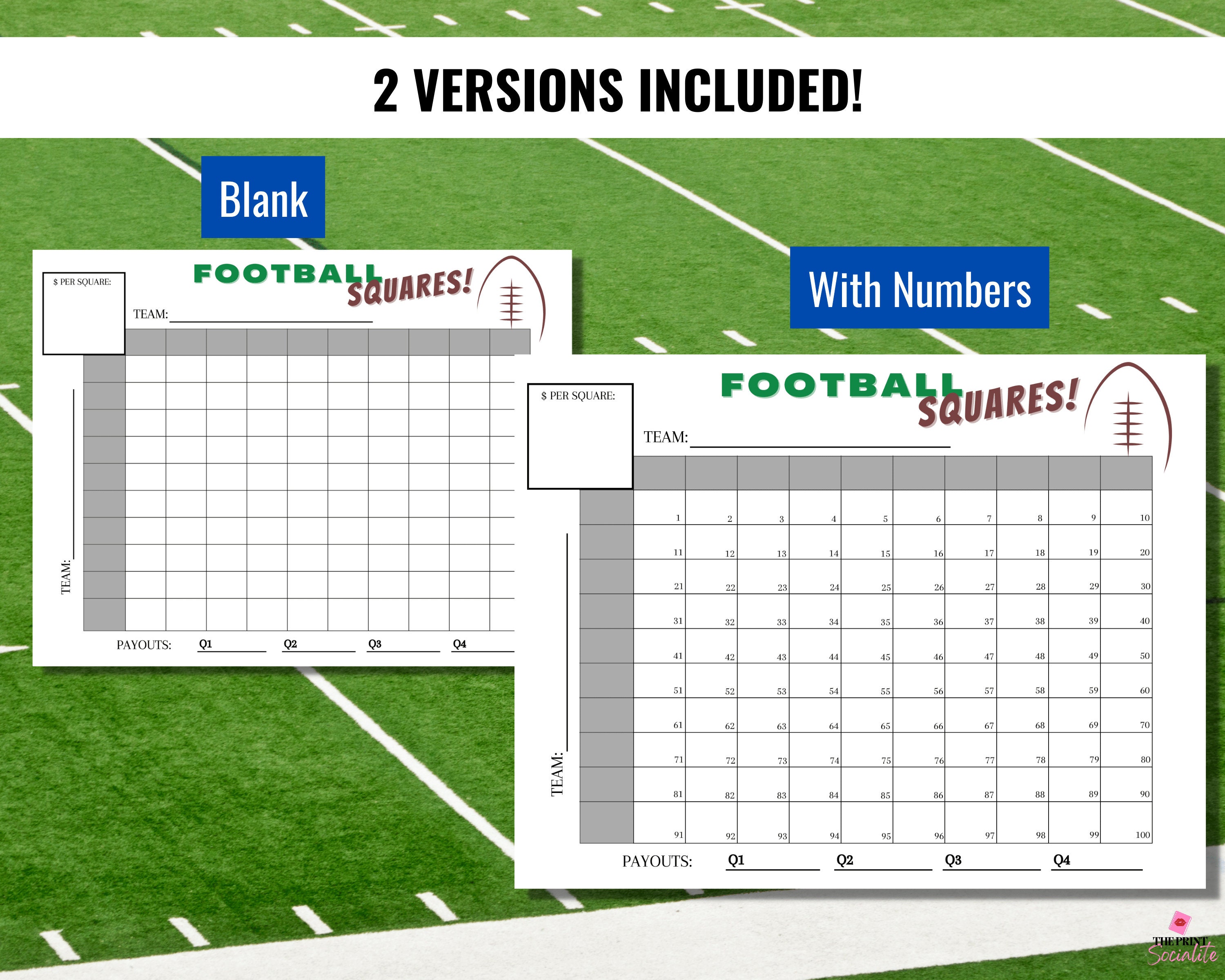 Football Squares, Football Squares Printable, Football Party Games ...