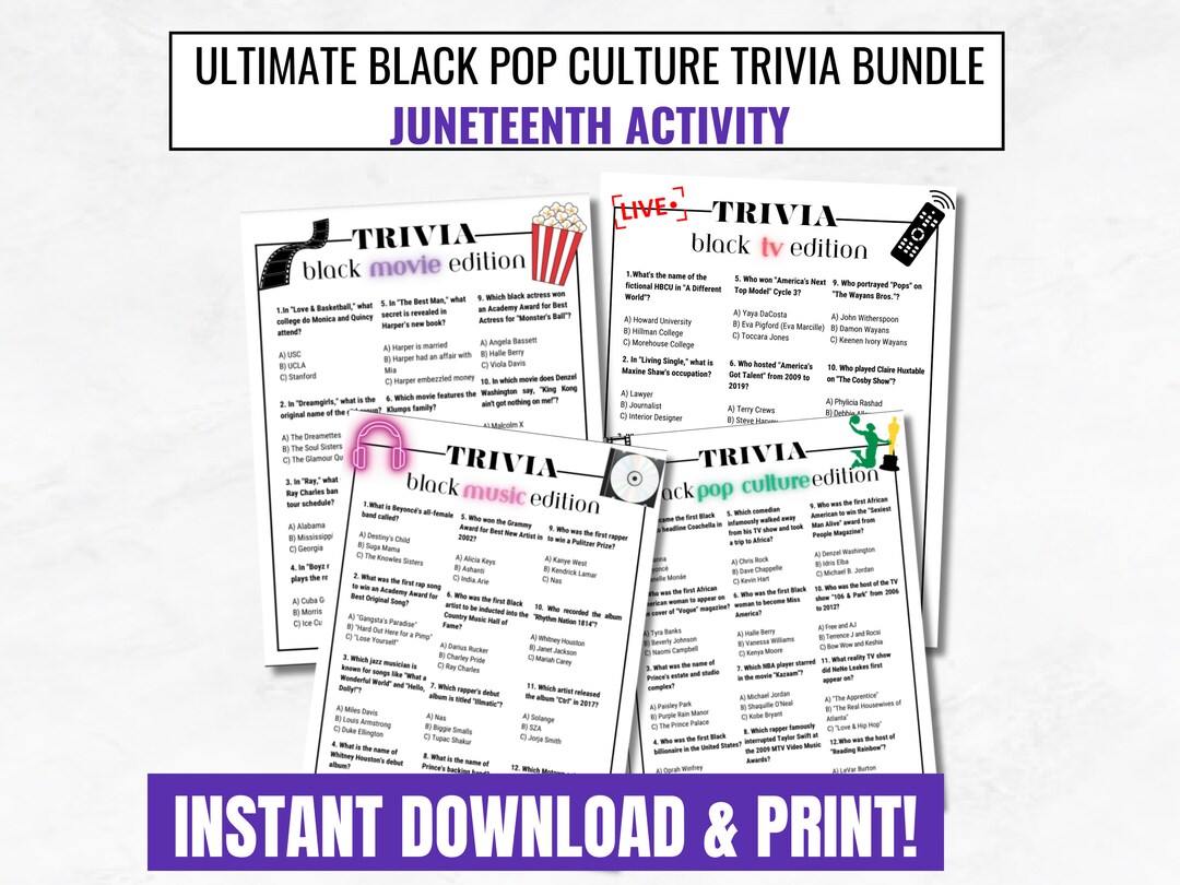 Activity, Black Culture Trivia Bundle, Trivia Quiz Packs