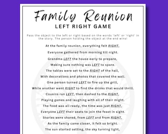 Family Reunion Left Right Game, Family Reunion Party Games, Family Reunion Idea, Family Icebreaker, Pass the Gift, Gift Exchange
