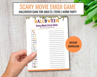 Halloween Emoji Game, Printable Halloween Games for Work, Fun Halloween Games, Horror Movie, Halloween Games Teens,  Virtual Games - HW01