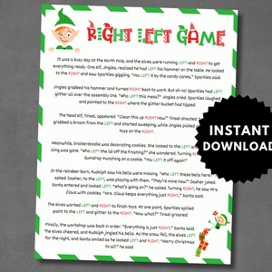 Elf Left Right Game, Christmas Left Right Game, Elf Story, Office Christmas Game, Family Christmas Game, Elf Gift Exchange Game