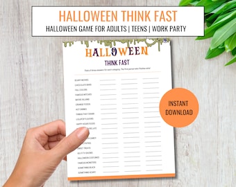 Halloween-denk snel, Halloween-spellen voor werk, afdrukbaar, Halloween-feestspellen, kantooractiviteit - HW01