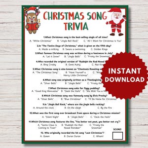 Christmas Song Trivia, Christmas Song Trivia Game, Christmas Trivia, Christmas Party Game, Office Christmas Party Game, Holiday Music Trivia