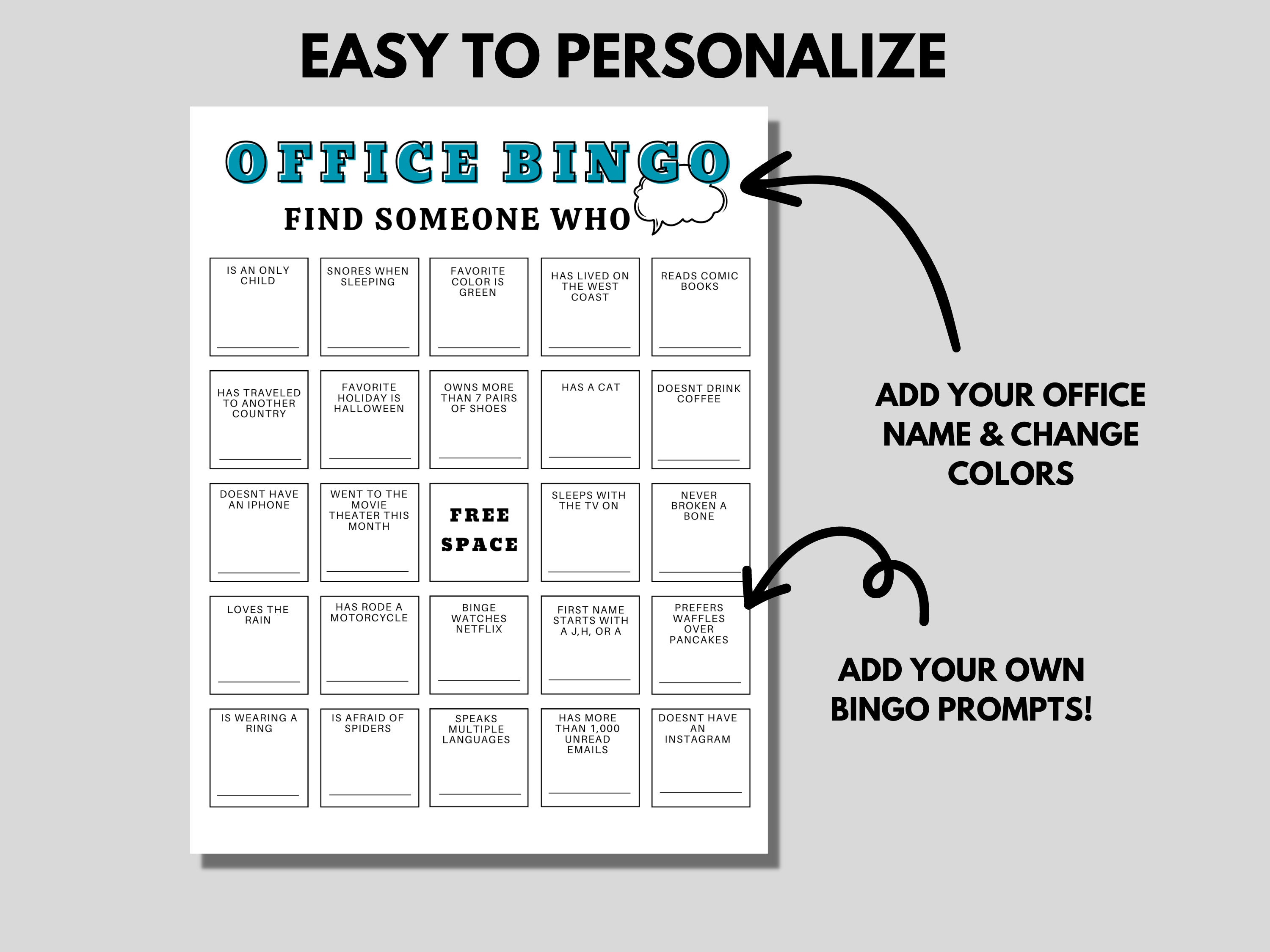 Editable Work Bingo Template Coworker Bingo Office Icebreaker Editable Work Bingo Template Coworker Bingo Office Icebreaker