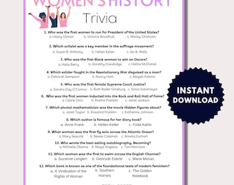 Women's History Month Trivia, Womens History Month Trivia Game, International Womens Day Game, International Womens Day Trivia, Famous Women