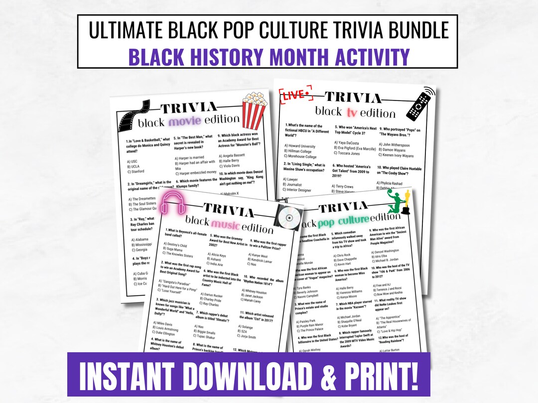 Black History Month Activity, Black Culture Trivia Bundle, Black