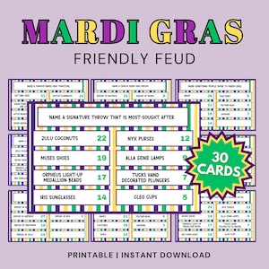 Mardi Gras Friendly Feud Game, Mardi Gras Feud Game, Mardi Gras Party Game, Printable Mardi Gras Game, Fat Tuesday Game, Office Mardi Gras