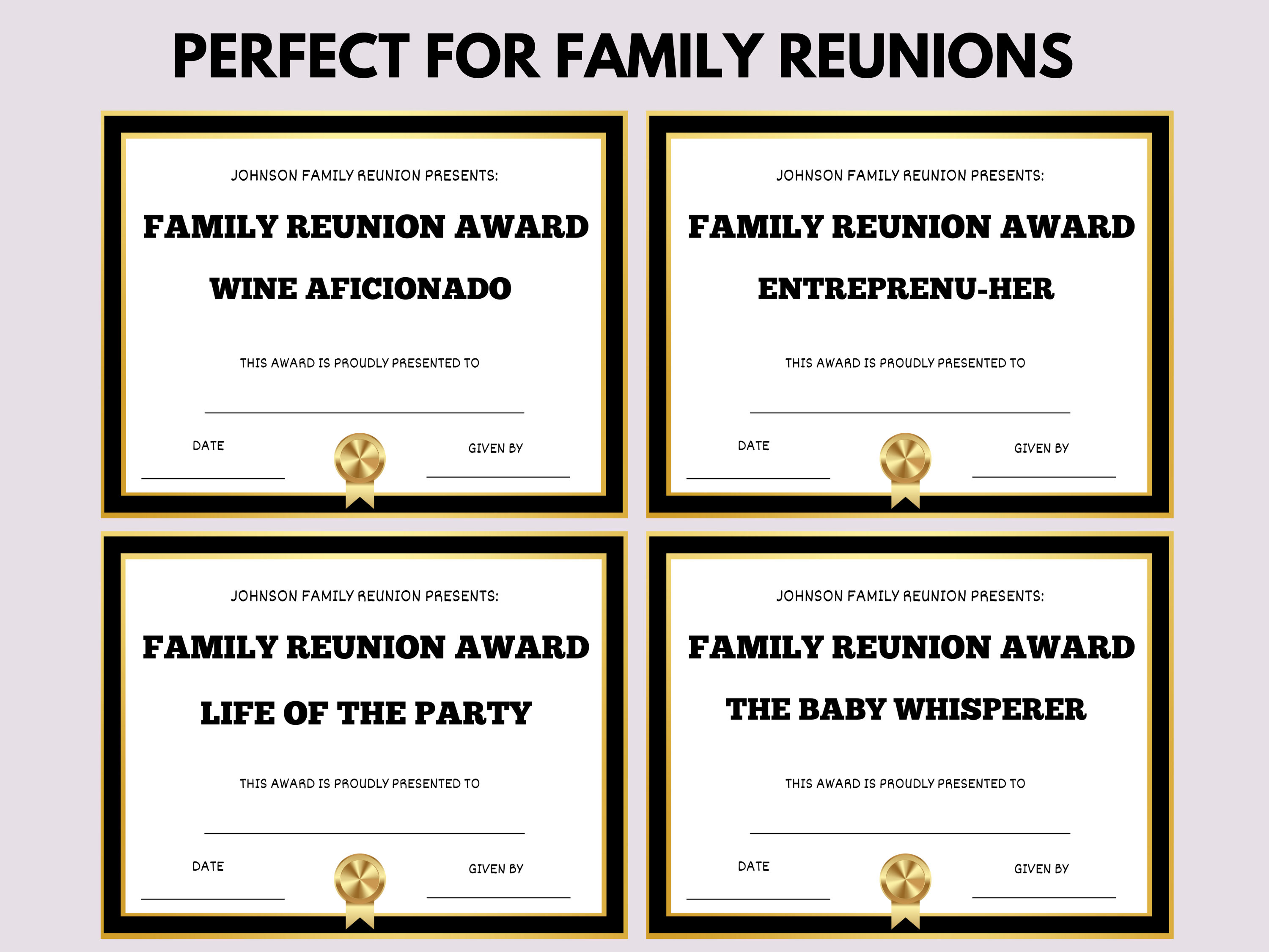80 Editable Family Reunion Awards Certificates, Family Reunion Awards ...