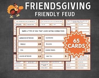 Friendsgiving Friendly Feud Game, Friendsgiving Party Games, Friendsgiving Games for Adults and Kids, Funny Friendsgiving Games, Printable