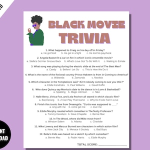 Black Trivia, Black Movie Trivia, Black Culture, Black History Month Game, Black People Trivia Questions and Answers, 80&#39;s, 90&#39;s theme party
