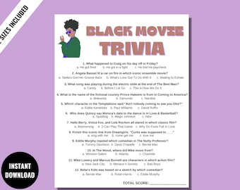 Black Trivia, Black Movie Trivia, Black Culture, Black History Month Game, Black People Trivia Questions and Answers, 80's, 90's theme party