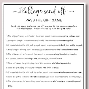 College Trunk Party Pass The Gift Game, College Trunk Party Games, College Going Away Party Game, College Send Off, College Farewell- CTP1
