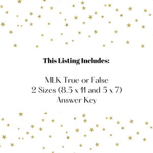 MLK True or False Activity, Black History Trivia, Black History Month ...