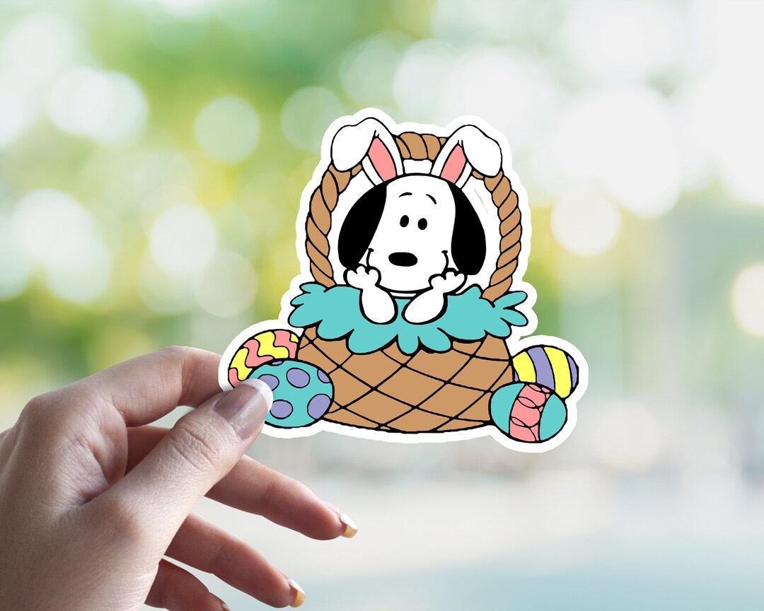 Snoopy Easter Egg Basket Sticker Easter Snoopy Sticker Bunny Etsy