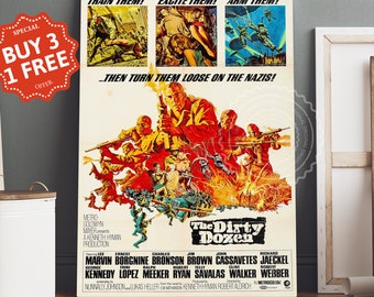 The Dirty Dozen Movie Poster Canvas, Retro Vintage Movie Poster, Canvas Wall Art, Movie Art, Movie Lovers Gifts