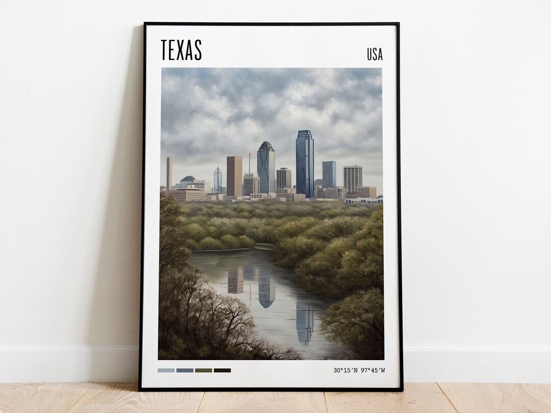 Texas Poster Texas Canvas Wall Art Texas Print City Poster - Etsy