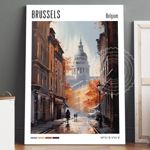 Brussels Poster Canvas Wall Art, City Poster, City Print, Travel Poster, Travel Gifts, City Art, Anniversary Gift