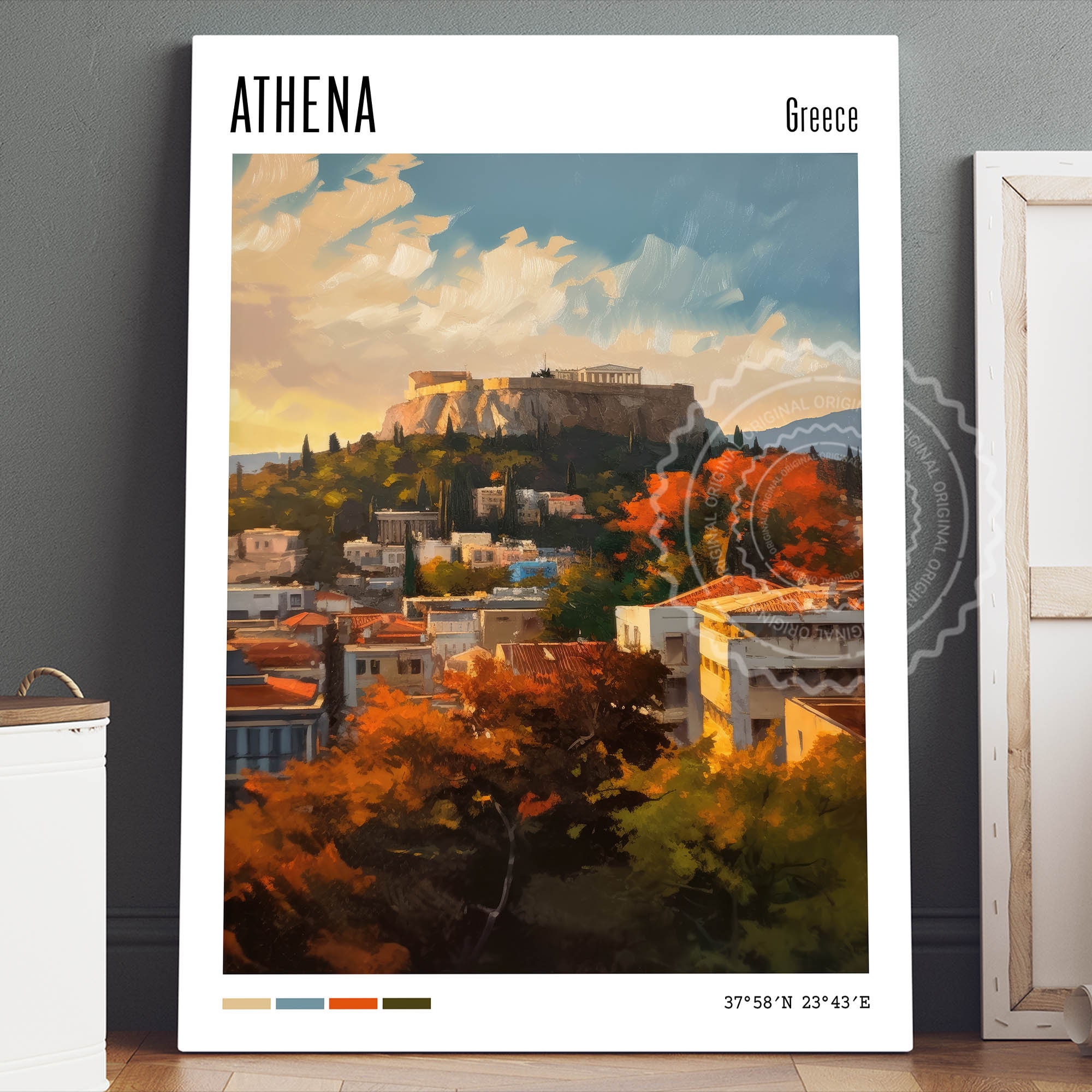 Athena Poster Canvas Wall Art, City Poster, City Print