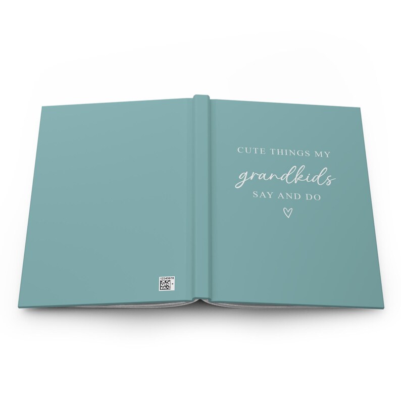 May include: A teal blue hardcover journal with the text "Cute things my grandkids say and do" on the front cover.