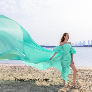 Long Flying Dress, Flying Dress for Photoshoot, Long Train Dress, Photoshoot Dress, Flowy Dress, Satin Dress, Santorini Flying Dress
