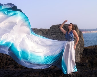 Robe volante ombrée pour séance photo - Robe convertible avec longue traîne