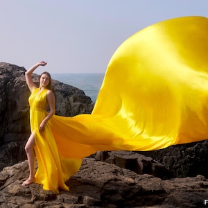 Long Flying Dress for Photoshoot, Long Train Dress, Photoshoot Dress, Flowy Dress, Satin Dress, Santorini Flying Dress, Infinity Dress