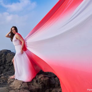 Ombre Flying Dress: Long Train Photoshoot Gown