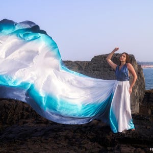 Infinity Flying Dress for Photoshoot | Ombre Flowy Gown | Santorini Flying Dress | Convertible Photoshoot Dress | Long Train Flying Dress