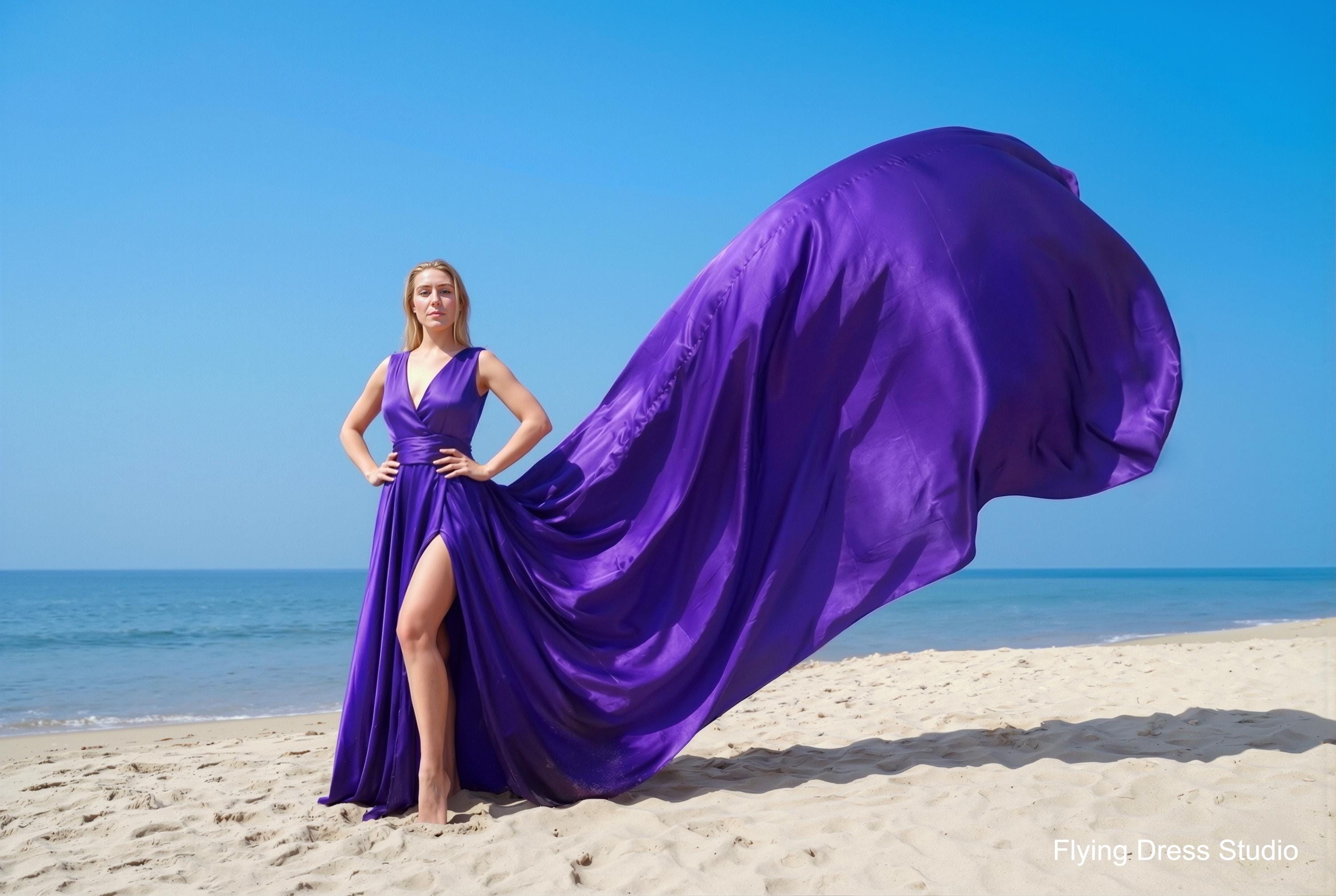 chinese dress ladies Long Flying Dress - Made-to-Measure Dress for Photoshoot | Lansy Lilac / Length 197 inch (5 M)
