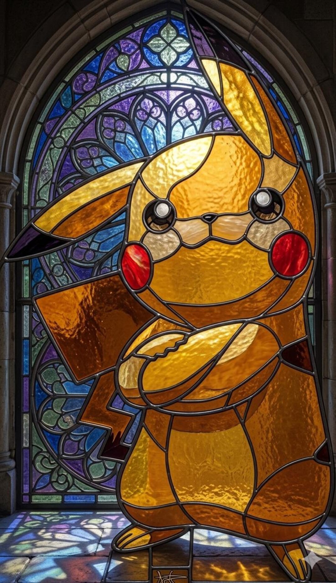 Stained Glass Pikachu Fan Art - Etsy