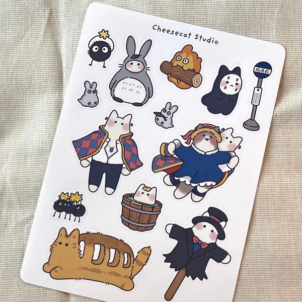 Feuille d'autocollants pour chat Ghibli | Vinyle mat | Des airs de voyageur, pas de visage, Moving Castle | Bullet journal, agenda, scrapbooking, travaux manuels, autocollants cadeaux