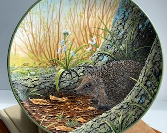 Whimsical vintage forest plate Royal Doulton hedgehog nature art cottage core
