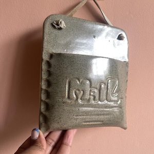 Handmade studio pottery ceramic mail wall pocket